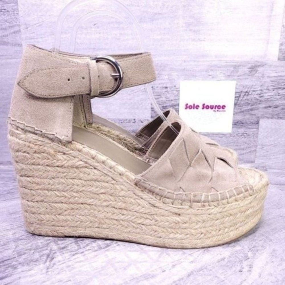 Marc Fisher Adalla Ankle Strap Suede Platform Espadrille Sandal Women 9.5 NEW